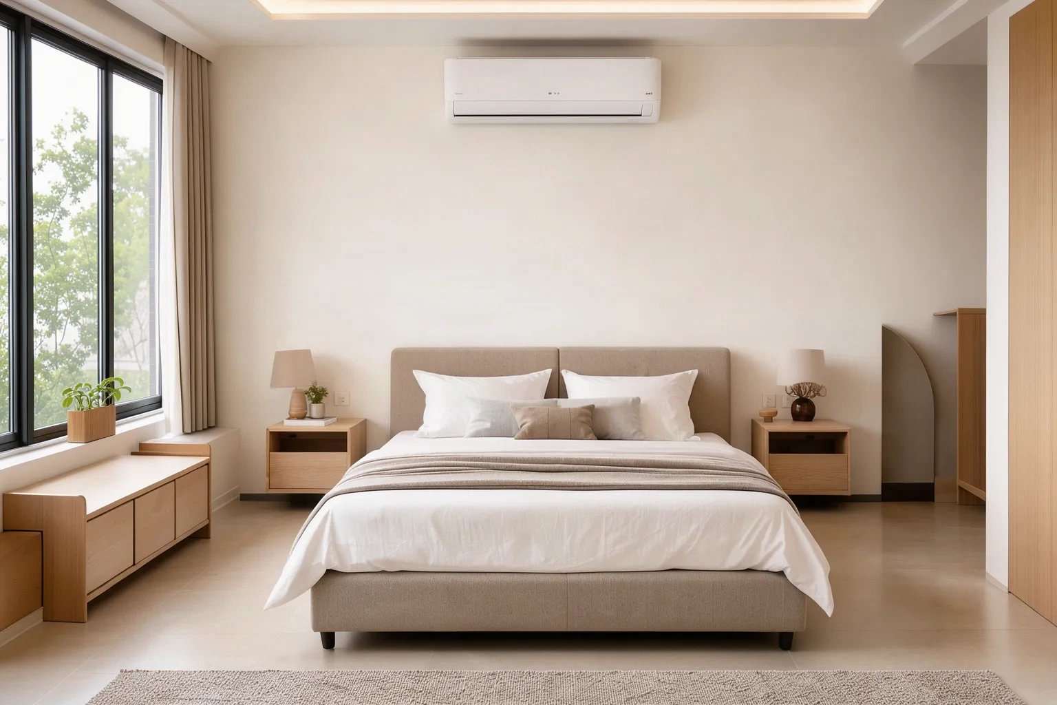 Climatiseur split installé dans une chambre à Paris
