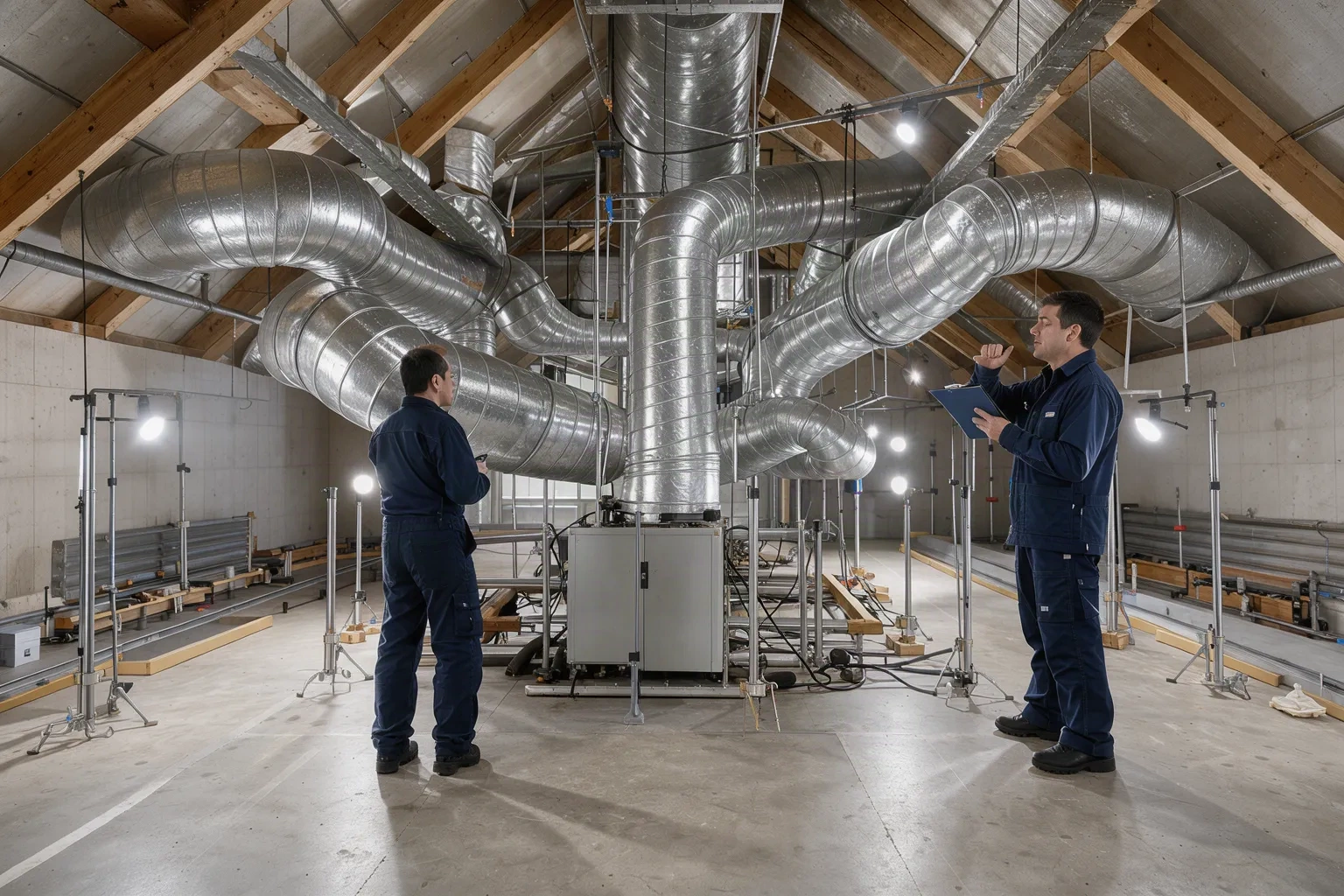 Gaines de ventilation installées dans des bureaux